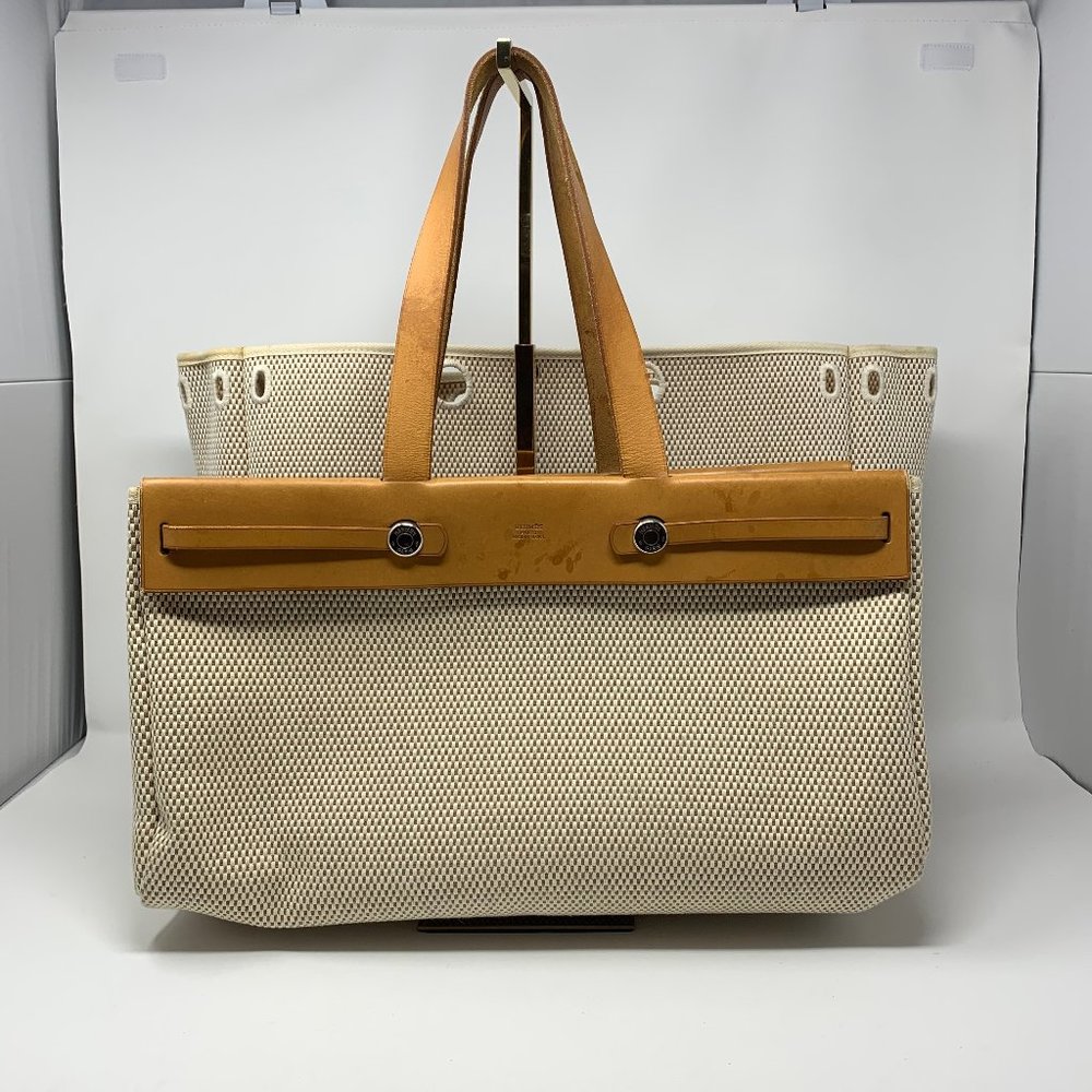Hermes herbag hand bag beiges canvas - Picture 2 of 16